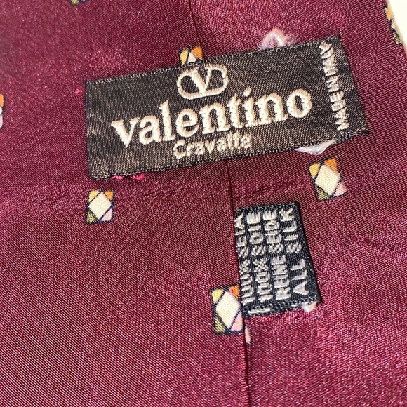 Vtg Valentino Silk Logo Neck Tie - Picture 4 of 4